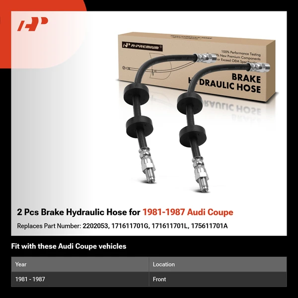 2 Pcs Brake Hydraulic Hose for 1981-1987 Audi Coupe