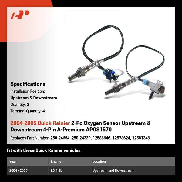 2004-2005 Buick Rainier 2-Pc Oxygen Sensor Upstream & Downstream 4-Pin A-Premium APOS1570