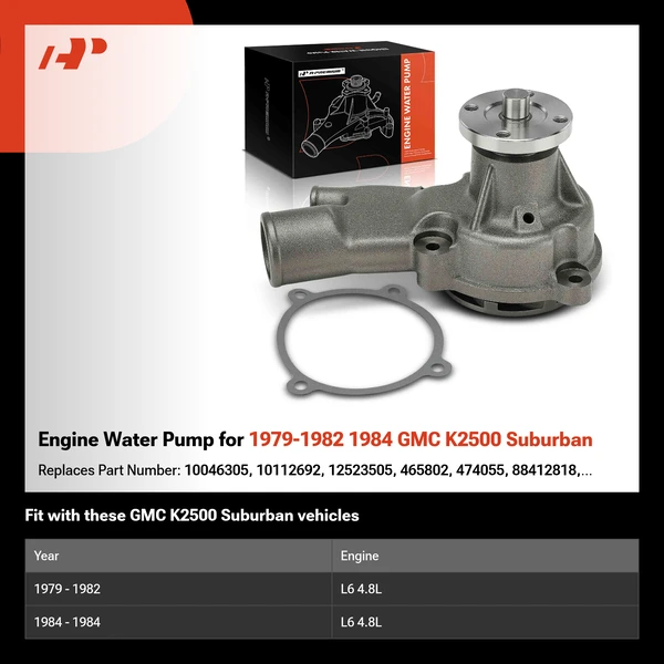 Engine Water Pump for 1979-1982 1984 GMC K2500 Suburban