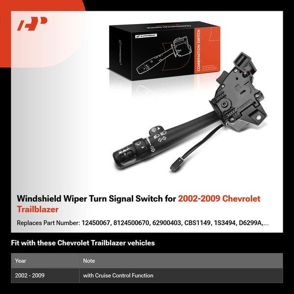 Windshield Wiper Turn Signal Switch for 2002-2009 Chevrolet Trailblazer