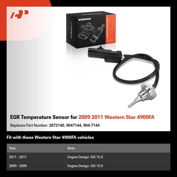 EGR Temperature Sensor for 2009 2011 Western Star 4900FA