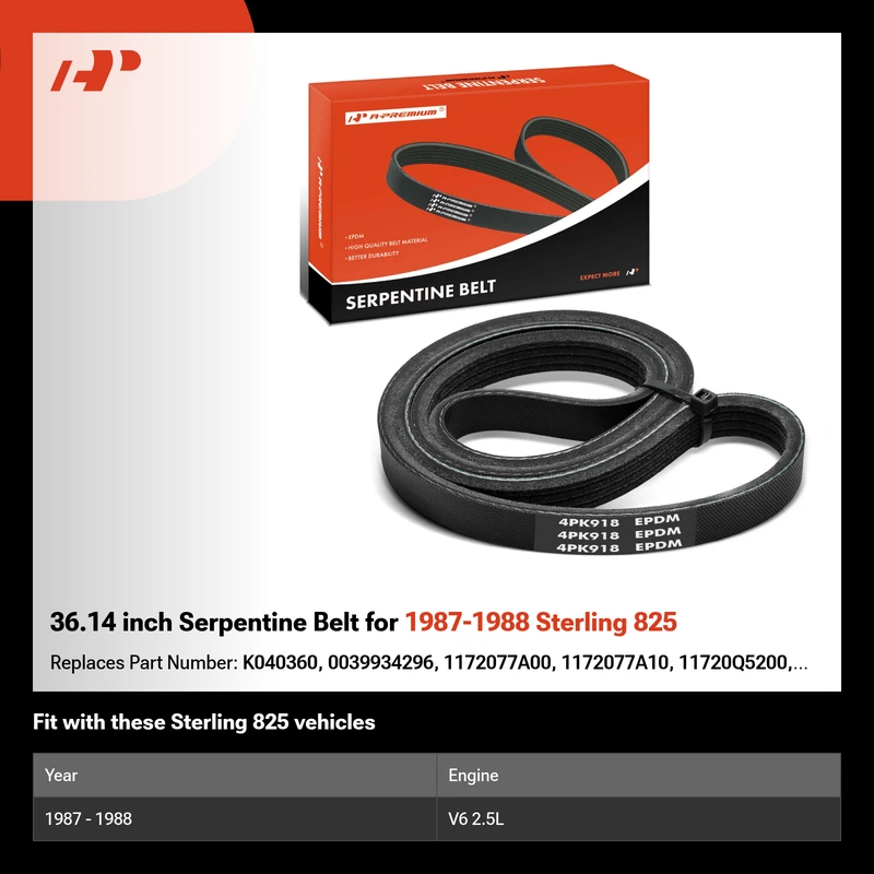 36.14 inch Serpentine Belt for 1987-1988 Sterling 825