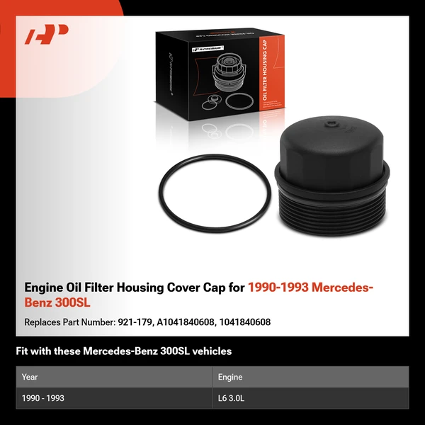 Engine Oil Filter Housing Cover Cap for 1990-1993 Mercedes-Benz 300SL