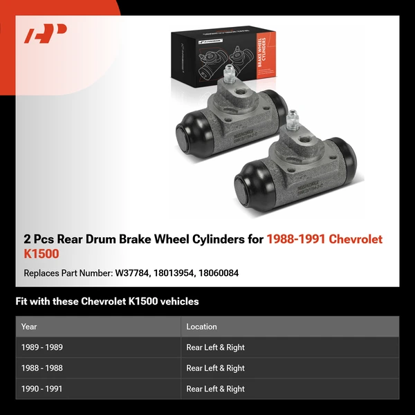 2 Pcs Rear Drum Brake Wheel Cylinders for 1988-1991 Chevrolet K1500