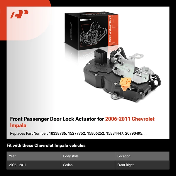 Front Passenger Door Lock Actuator for 2006-2011 Chevrolet Impala