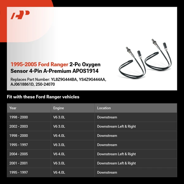 1995-2005 Ford Ranger 2-Pc Oxygen Sensor 4-Pin A-Premium APOS1914