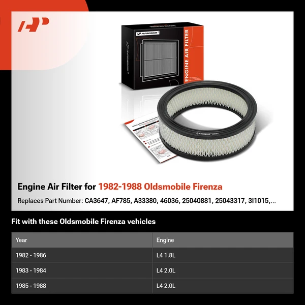 Engine Air Filter for 1982-1988 Oldsmobile Firenza