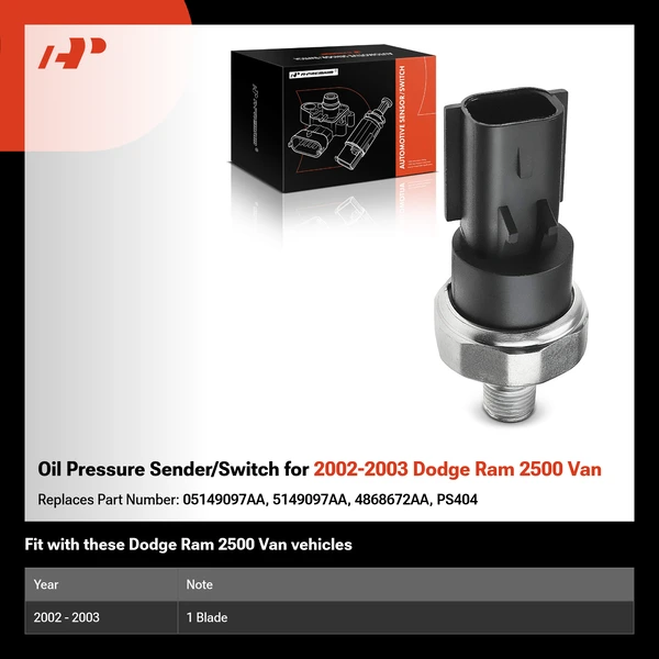 Oil Pressure Sender/Switch for 2002-2003 Dodge Ram 2500 Van