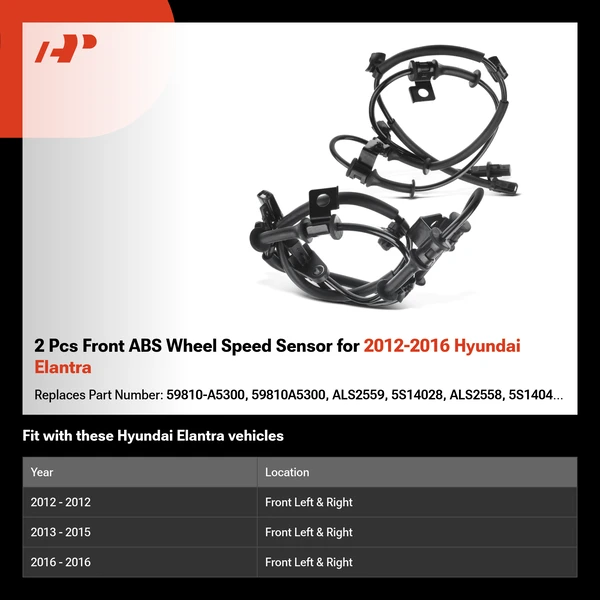 2 Pcs Front ABS Wheel Speed Sensor for 2012-2016 Hyundai Elantra