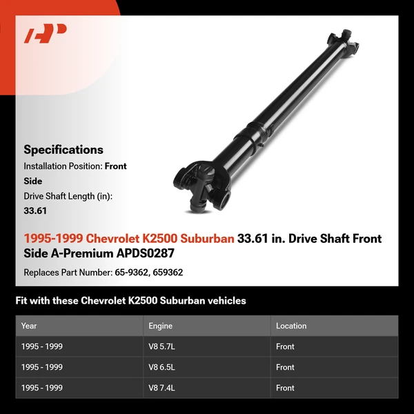 1995-1999 Chevrolet K2500 Suburban 33.61 in. Drive Shaft Front Side A-Premium APDS0287