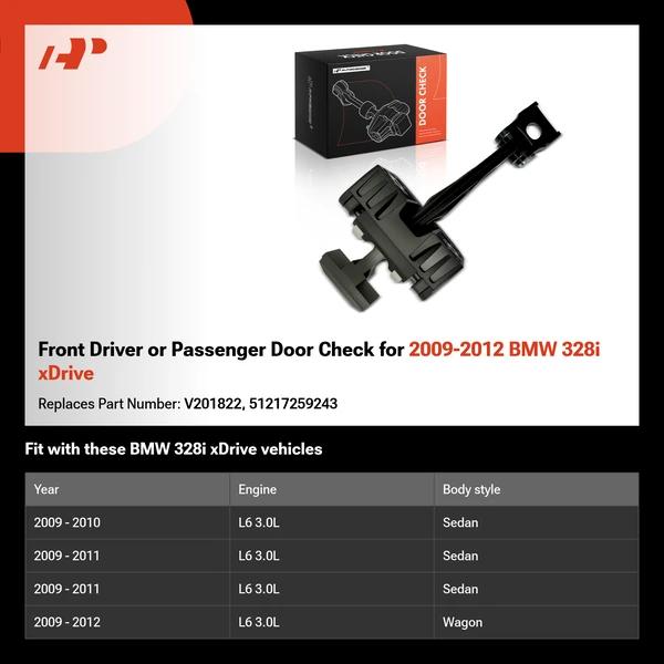 Front Driver or Passenger Door Check for 2009-2012 BMW 328i xDrive