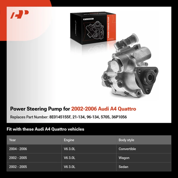 Power Steering Pump for 2002-2006 Audi A4 Quattro