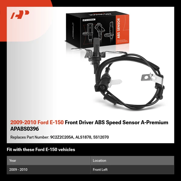 2009-2010 Ford E-150 Front Driver ABS Speed Sensor A-Premium APABS0396