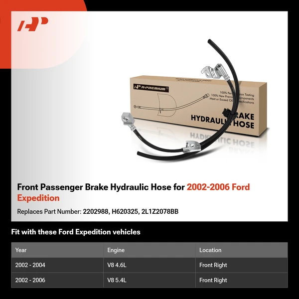 Front Passenger Brake Hydraulic Hose for 2002-2006 Ford Expedition