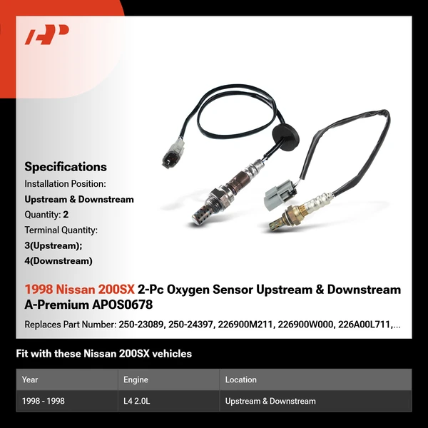 1998 Nissan 200SX 2-Pc Oxygen Sensor Upstream & Downstream A-Premium APOS0678
