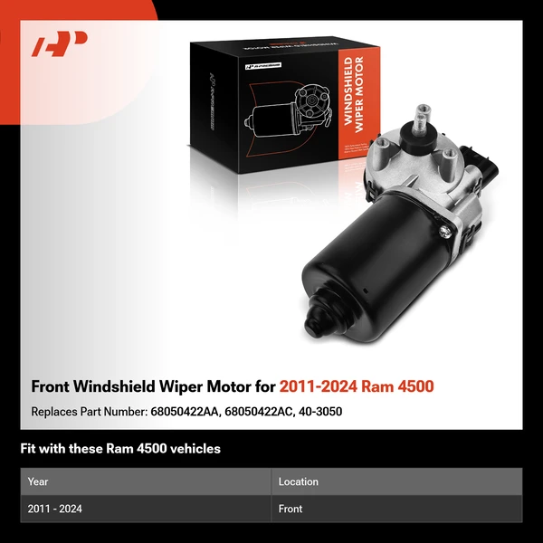 Front Windshield Wiper Motor for 2011-2024 Ram 4500
