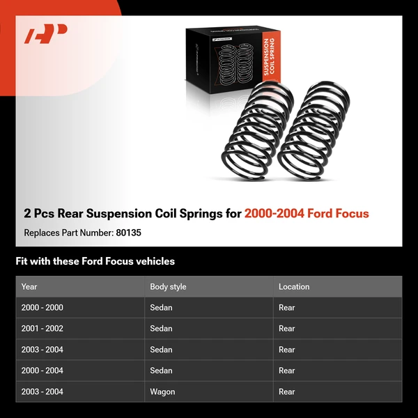 2 Pcs Rear Suspension Coil Springs for 2000-2004 Ford Focus