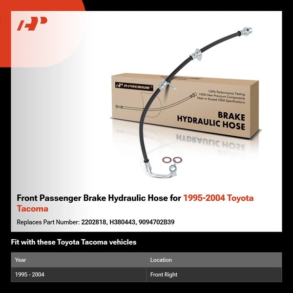 Front Passenger Brake Hydraulic Hose for 1995-2004 Toyota Tacoma