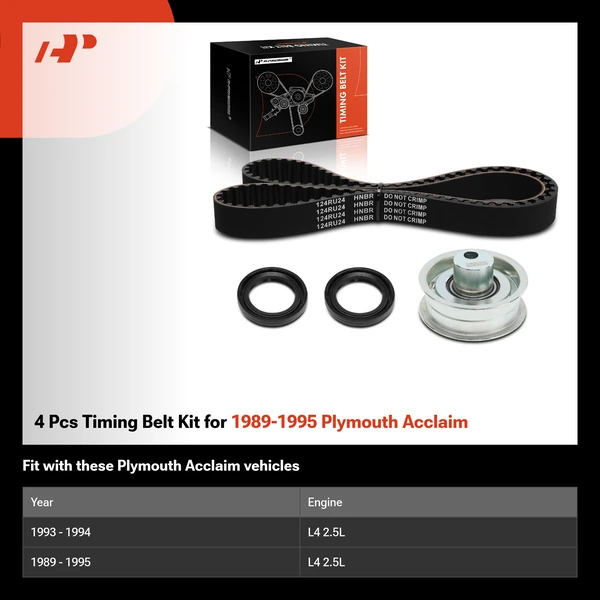4 Pcs Timing Belt Kit for 1989-1995 Plymouth Acclaim