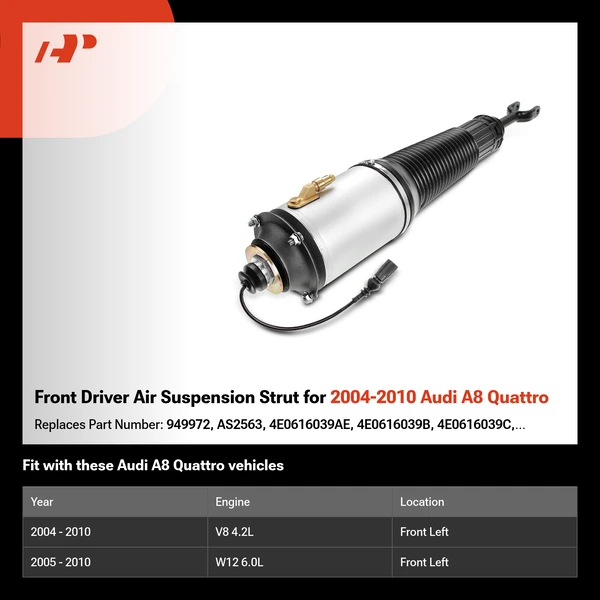 Front Driver Air Suspension Strut for 2004-2010 Audi A8 Quattro