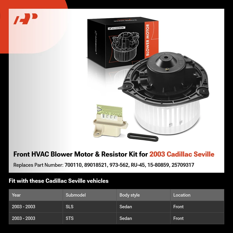 Front HVAC Blower Motor & Resistor Kit for 2003 Cadillac Seville