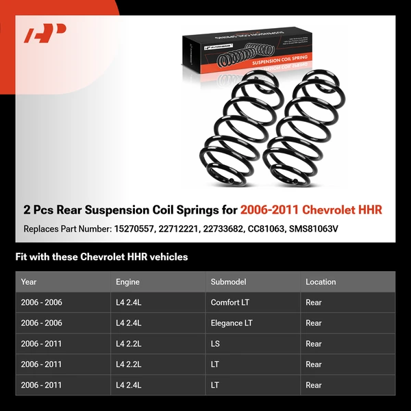 2 Pcs Rear Suspension Coil Springs for 2006-2011 Chevrolet HHR