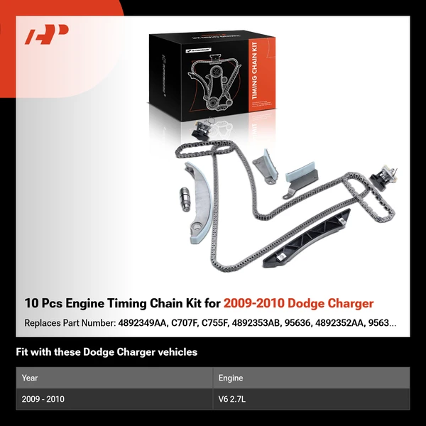 10 Pcs Engine Timing Chain Kit for 2009-2010 Dodge Charger