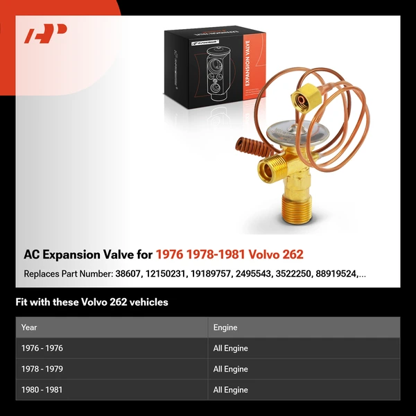 AC Expansion Valve for 1976 1978-1981 Volvo 262
