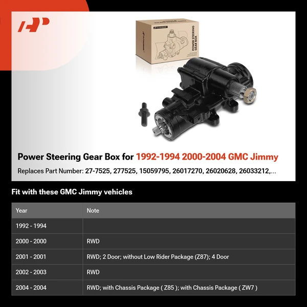 Power Steering Gear Box for 1992-1994 2000-2004 GMC Jimmy