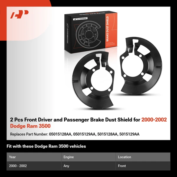 2 Pcs Front Driver and Passenger Brake Dust Shield for 2000-2002 Dodge Ram 3500