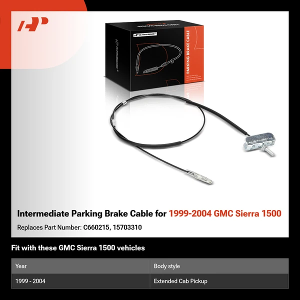 Intermediate Parking Brake Cable for 1999-2004 GMC Sierra 1500