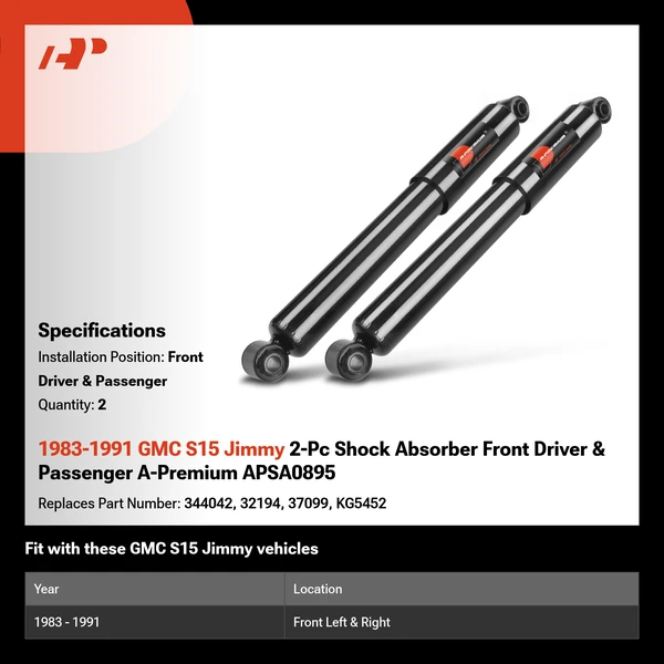 1983-1991 GMC S15 Jimmy 2-Pc Shock Absorber Front Driver & Passenger A-Premium APSA0895
