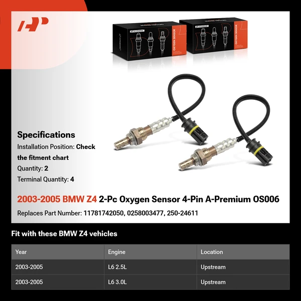 2003-2005 BMW Z4 2-Pc Oxygen Sensor 4-Pin A-Premium OS006