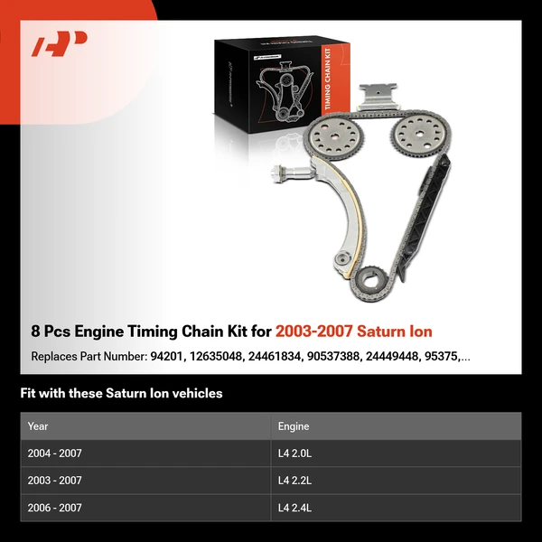 8 Pcs Engine Timing Chain Kit for 2003-2007 Saturn Ion