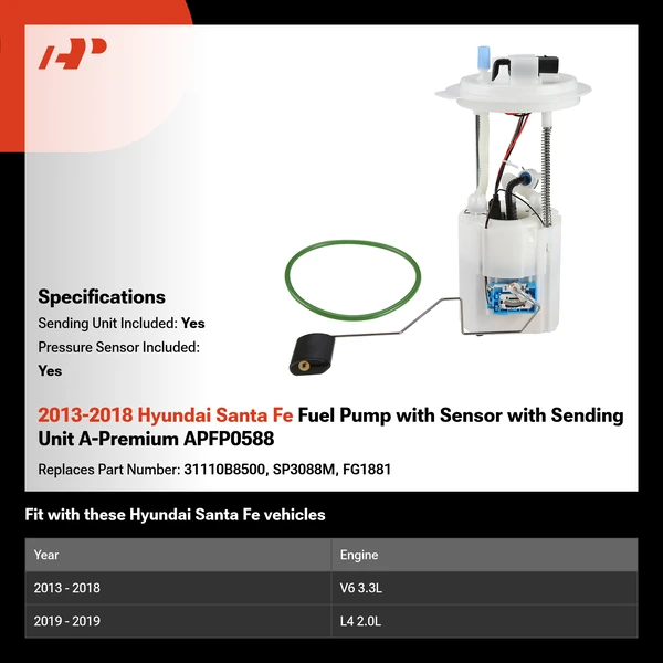 2013-2018 Hyundai Santa Fe Fuel Pump with Sensor with Sending Unit A-Premium APFP0588