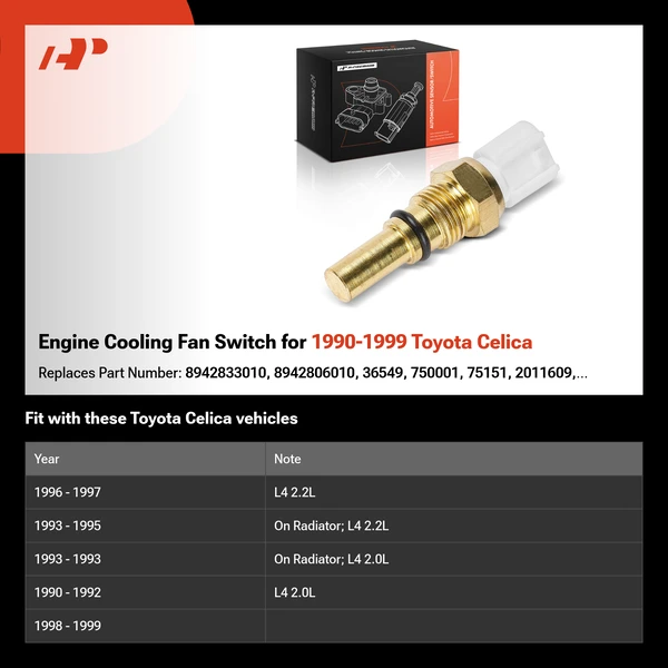 Engine Cooling Fan Switch for 1990-1999 Toyota Celica