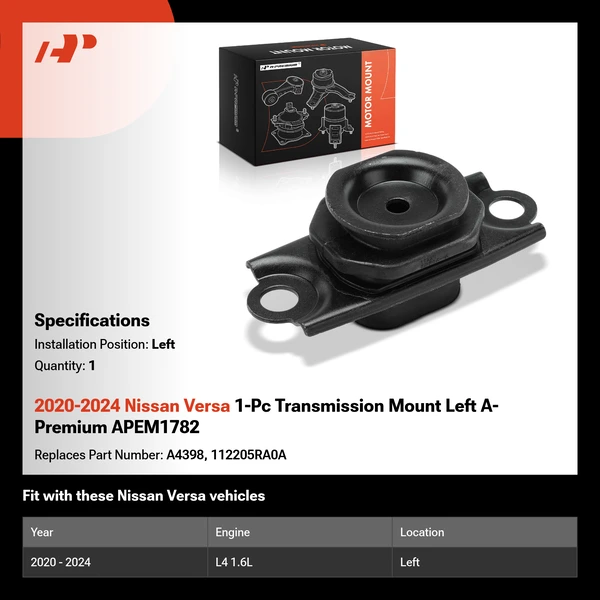2020-2024 Nissan Versa 1-Pc Transmission Mount Left A-Premium APEM1782