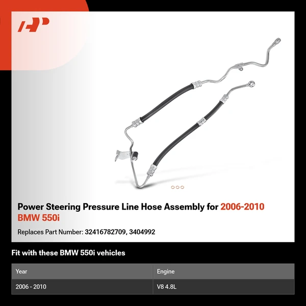 Power Steering Pressure Line Hose Assembly for 2006-2010 BMW 550i