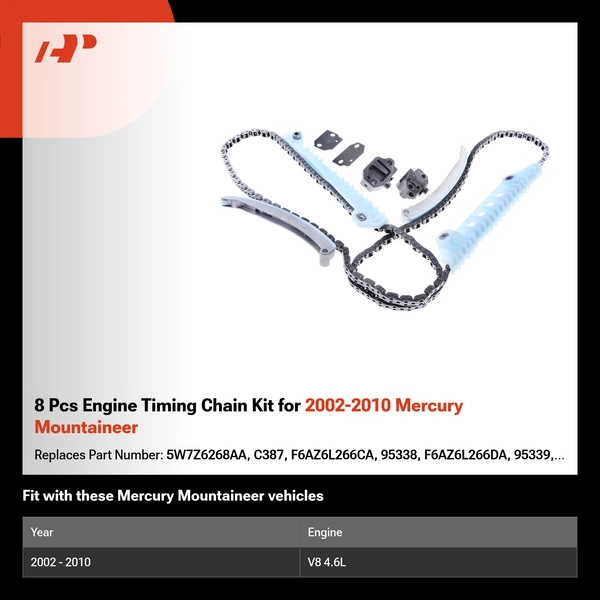 8 Pcs Engine Timing Chain Kit for 2002-2010 Mercury Mountaineer