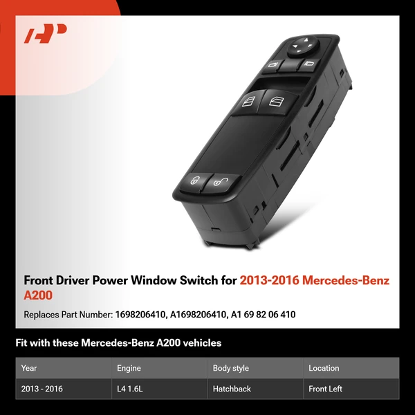 Front Driver Power Window Switch for 2013-2016 Mercedes-Benz A200