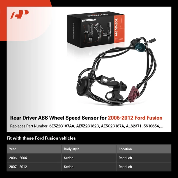 Rear Driver ABS Wheel Speed Sensor for 2006-2012 Ford Fusion