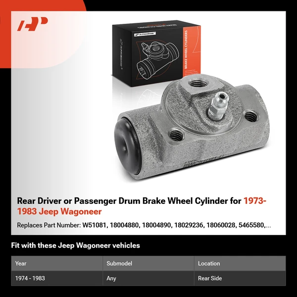 Rear Driver or Passenger Drum Brake Wheel Cylinder for 1973-1983 Jeep Wagoneer