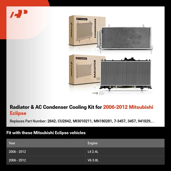 Radiator & AC Condenser Cooling Kit for 2006-2012 Mitsubishi Eclipse
