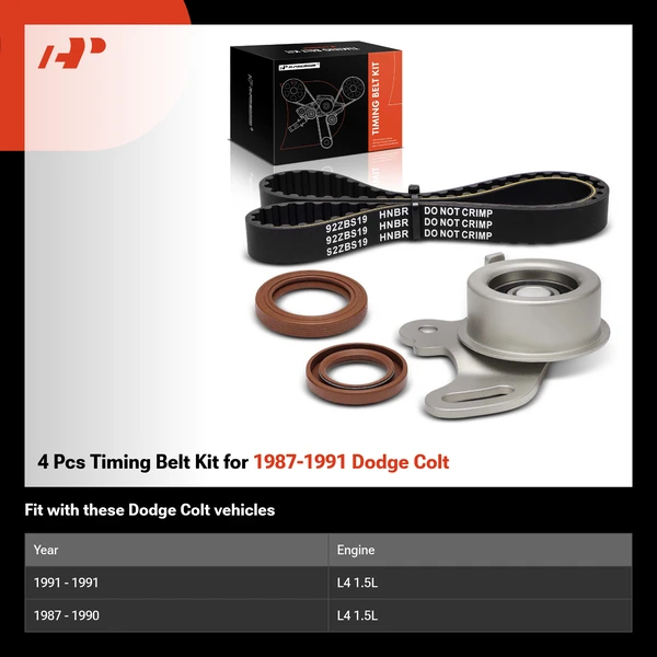4 Pcs Timing Belt Kit for 1987-1991 Dodge Colt