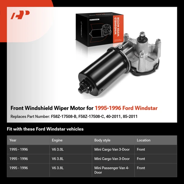 Front Windshield Wiper Motor for 1995-1996 Ford Windstar