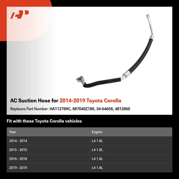 AC Suction Hose for 2014-2019 Toyota Corolla