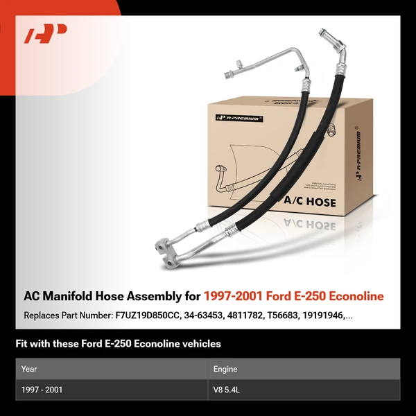AC Manifold Hose Assembly for 1997-2001 Ford E-250 Econoline