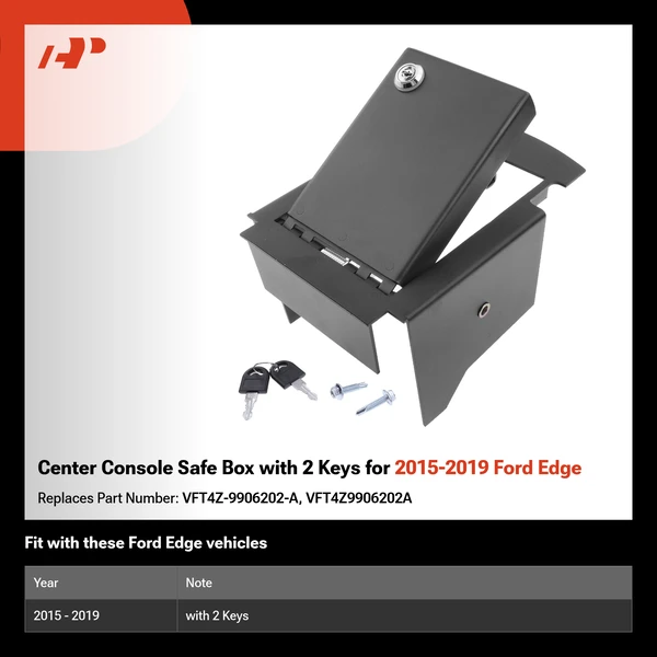 Center Console Safe Box with 2 Keys for 2015-2019 Ford Edge
