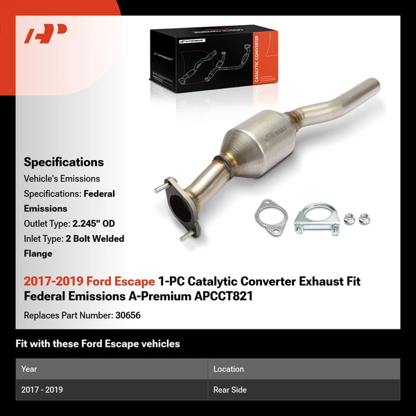 2017-2019 Ford Escape 1-PC Catalytic Converter Exhaust Fit Federal Emissions A-Premium APCCT821