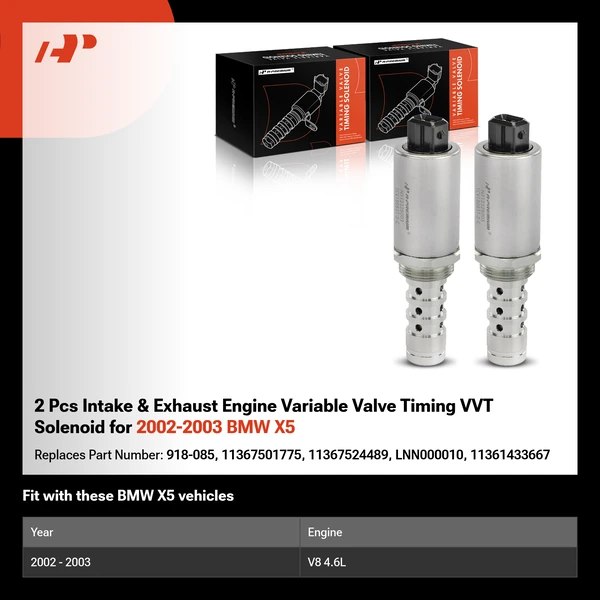 2 Pcs Intake & Exhaust Engine Variable Valve Timing VVT Solenoid for 2002-2003 BMW X5